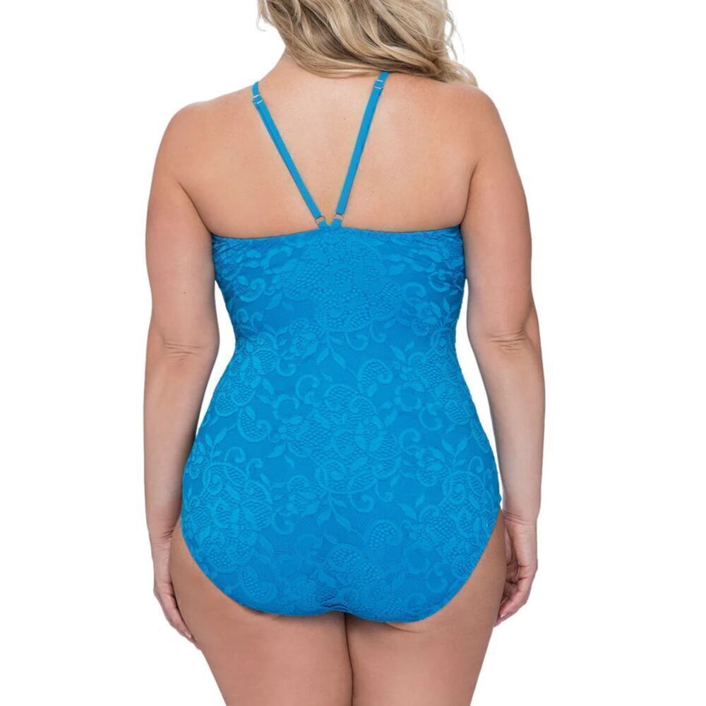 New! Profile By Gottex Plus Shalimar Lace Tummy Control One-Piece Swimsuit - Picture 3 of 6